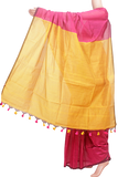61072A - Silk Cotton plain saree with vibrant color combination (Red & Mustard) * New Collection * - Sarees Swadeshi Boutique