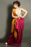 61072A - Silk Cotton plain saree with vibrant color combination (Red & Mustard) * New Collection * - Sarees Swadeshi Boutique