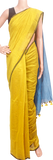 61073A - Silk Cotton plain saree with vibrant color combination (Yellow & Blue) * New Collection * - Sarees Swadeshi Boutique