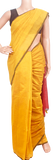 61075A - Silk Cotton plain saree with vibrant color combination (Mustard & Red) * New Collection * - Sarees Swadeshi Boutique