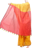 61075A - Silk Cotton plain saree with vibrant color combination (Mustard & Red) * New Collection * - Sarees Swadeshi Boutique
