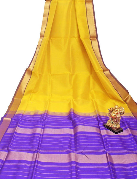 Kanchipuram Pure Silk cotton sarees with Fancy Golden Border - (64097A) - Sarees Swadeshi Boutique