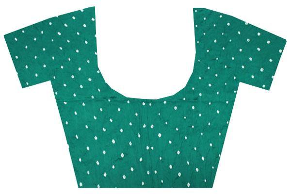 Bandhani cotton Blouse material with attractive dots (Teal) - 65511A - Blouse Swadeshi Boutique