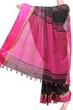 Silk Cotton saree with Temple border (Black)- 68052A*New arrival! Rs.200 Off * - Sarees Swadeshi Boutique