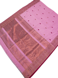 68068A - Silk Cotton saree with copper zari in border and pallu (Pink) *New arrival* - Sarees Swadeshi Boutique