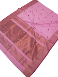 68068A - Silk Cotton saree with copper zari in border and pallu (Pink) *New arrival* - Sarees Swadeshi Boutique