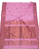 68068A - Silk Cotton saree with copper zari in border and pallu (Pink) *New arrival* - Sarees Swadeshi Boutique