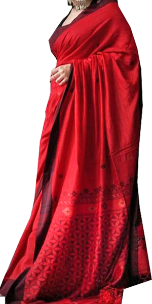 74033A - Soft cotton weaving saree with Jamdhani work in pallu & Saree (Red) * Clearance Sale *