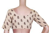 Kalamkari Crepe Silk Ready-made Blouse - Beige (75001B) Size-38 - Swadeshi Boutique