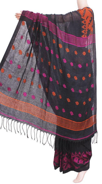 Linen Saree premium quality with beautiful Jamdhani Work - 76004A *Sale 40% Off* - Sarees Swadeshi Boutique