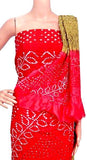 Bandhani art silk salwar material (3 piece set) Magenta & Green - 81018S, Chudi - Swadeshi Boutique