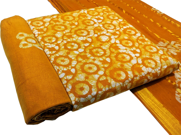 82080A - Cotton with Batik wax print (Bottom & Tops) + Shifon Dhuppatta - Salwar Set (3 piece material)