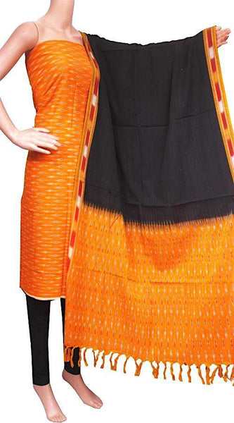 Ikat Cotton Salwar set material - 83028A (3 Pc - Tops, Bottom & Dhuppatta) *Intro price Rs.200 off* - Chudi Swadeshi Boutique