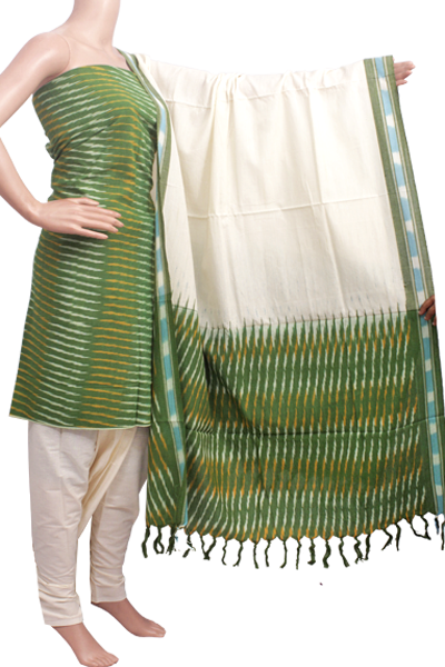 Ikat Cotton Salwar set material - 83058A (3 pc - Tops, Bottom & Dhuppatta) - Chudi Swadeshi Boutique