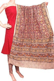 Kalamkari Cotton Salwar set material - 85014A (3 Piece - Plain Tops, Kalamkari Bottom, Dhuppatta) - Chudi Swadeshi Boutique