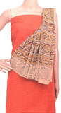Kalamkari Cotton Salwar set material - 85027A (3 Piece - Plain Tops, Kalamkari Bottom, Dhuppatta) - Chudi Swadeshi Boutique