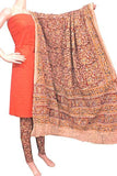 Kalamkari Cotton Salwar set material - 85027A (3 Piece - Plain Tops, Kalamkari Bottom, Dhuppatta) - Chudi Swadeshi Boutique