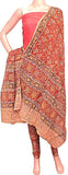 Kalamkari Cotton Salwar set material - 85031A (3 Piece - Plain Tops, Kalamkari Bottom, Dhuppatta) - Chudi Swadeshi Boutique