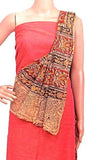 Kalamkari Cotton Salwar set material - 85031A (3 Piece - Plain Tops, Kalamkari Bottom, Dhuppatta) - Chudi Swadeshi Boutique