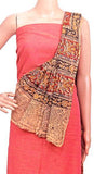 Kalamkari Cotton Salwar set material - 85031A (3 Piece - Plain Tops, Kalamkari Bottom, Dhuppatta) - Chudi Swadeshi Boutique