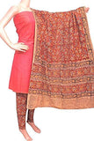 Kalamkari Cotton Salwar set material - 85031A (3 Piece - Plain Tops, Kalamkari Bottom, Dhuppatta) - Chudi Swadeshi Boutique