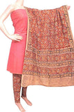 Kalamkari Cotton Salwar set material - 85031A (3 Piece - Plain Tops, Kalamkari Bottom, Dhuppatta) - Chudi Swadeshi Boutique