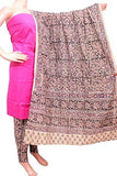 Kalamkari Cotton Salwar set material - 85032A (3 Piece - Plain Tops, Kalamkari Bottom, Dhuppatta) - Chudi Swadeshi Boutique