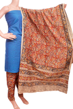 Kalamkari Cotton Salwar set material - 85044A (3 Piece - Plain Tops, Kalamkari Bottom, Dhuppatta) - Chudi Swadeshi Boutique