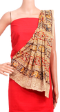 Kalamkari Cotton Salwar set material - 85045A (3 Piece - Plain Tops, Kalamkari Bottom, Dhuppatta) - Chudi Swadeshi Boutique