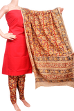 Kalamkari Cotton Salwar set material - 85045A (3 Piece - Plain Tops, Kalamkari Bottom, Dhuppatta) - Chudi Swadeshi Boutique
