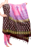 87003A - Silk Cotton with Block print Salwar set material (3 Piece - Tops, Bottom, Dhuppatta) - Chudi Swadeshi Boutique