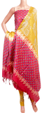 87005A - Silk Cotton with Block print Salwar set material (3 Piece - Tops, Bottom, Dhuppatta) - Chudi Swadeshi Boutique