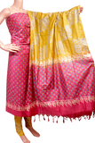 87005A - Silk Cotton with Block print Salwar set material (3 Piece - Tops, Bottom, Dhuppatta) - Chudi Swadeshi Boutique