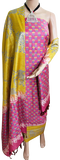 87005A - Silk Cotton with Block print Salwar set material (3 Piece - Tops, Bottom, Dhuppatta) - Chudi Swadeshi Boutique
