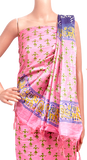 87006A - Silk Cotton with Block print Salwar set material (3 Piece - Tops, Bottom, Dhuppatta) - Chudi Swadeshi Boutique