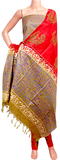 87008A - Silk Cotton with Block print Salwar set material (3 Piece - Tops, Bottom, Dhuppatta) - Chudi Swadeshi Boutique