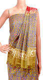 87008A - Silk Cotton with Block print Salwar set material (3 Piece - Tops, Bottom, Dhuppatta) - Chudi Swadeshi Boutique