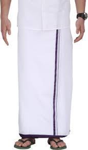 Men's Cotton Dhoti with attractive border (Violet) 3.65 meters - 93033A *SALE*, Dhoti - Swadeshi Boutique