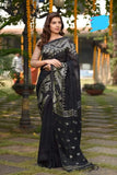 Linen Saree premium quality with beautiful Jamdhani Work - 76002A *Sale 40% Off* - Sarees Swadeshi Boutique