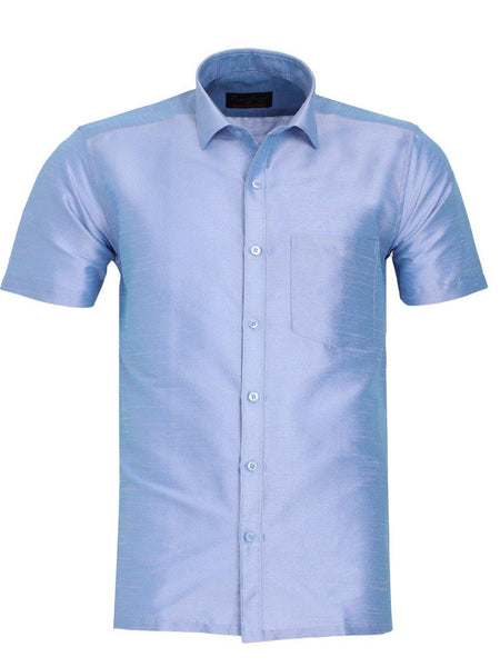 Traditional Raw Silk Shirt for men (Light Purple) - 90025A - Shirts Swadeshi Boutique
