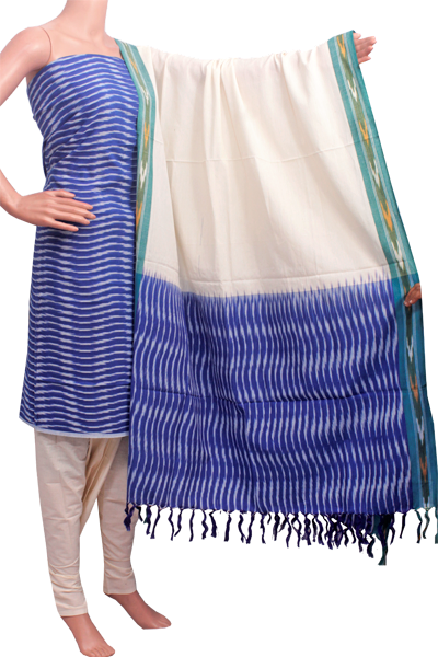 Ikat Cotton Salwar set material - 83056A (3 pc - Tops, Bottom & Dhuppatta) - Chudi Swadeshi Boutique