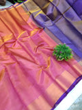 Uppada Silk saree (Tissue pattern) with a contrasting attached blouse - 38029A - Sarees Swadeshi Boutique